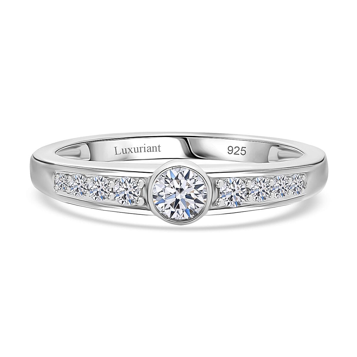 Luxuriant Lab Grown Diamond 0.49 ctw Ring in Platinum Over Sterling Silver (Size 11.5)