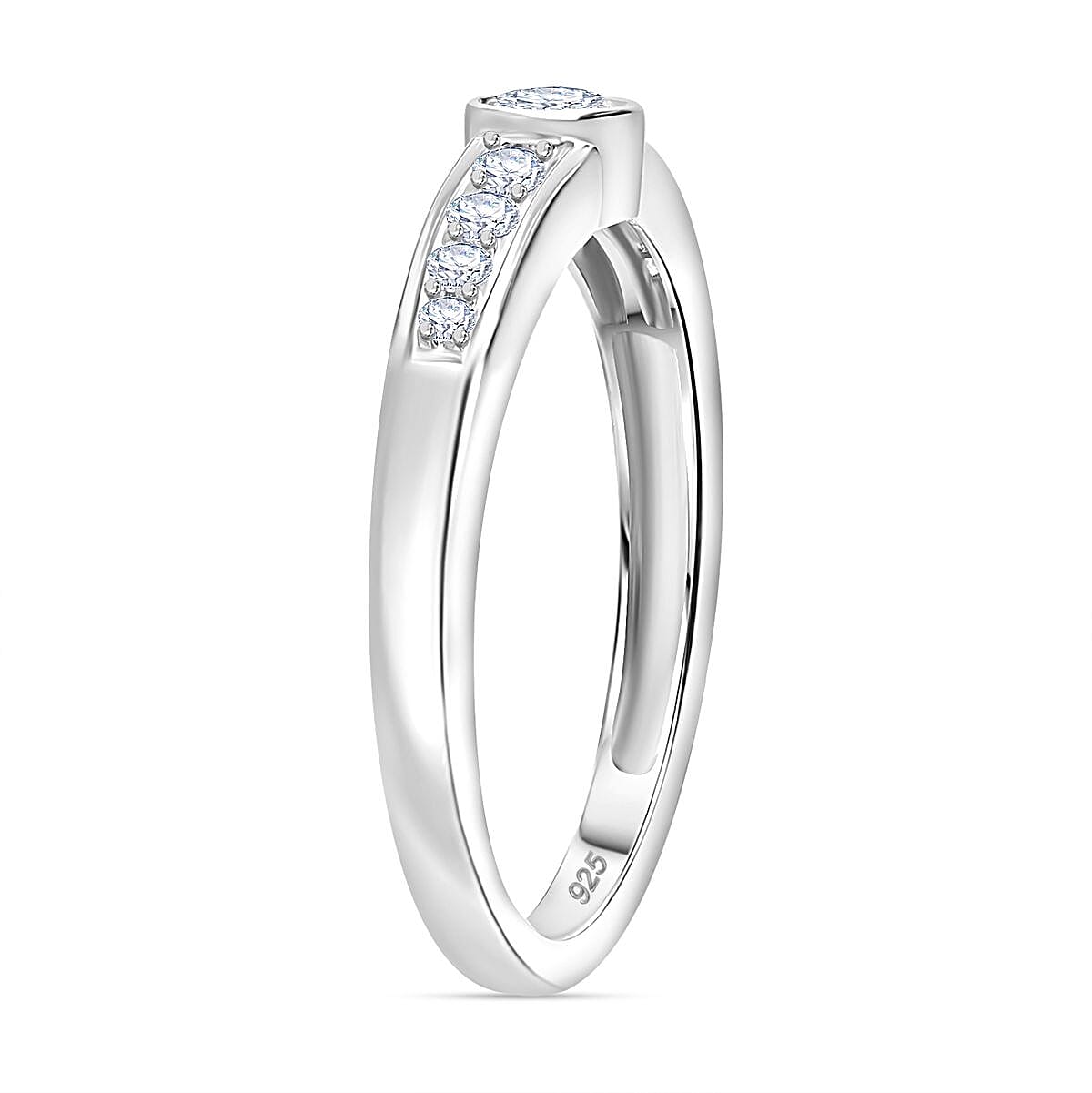 Luxuriant Lab Grown Diamond 0.49 ctw Ring in Platinum Over Sterling Silver (Size 11.5)