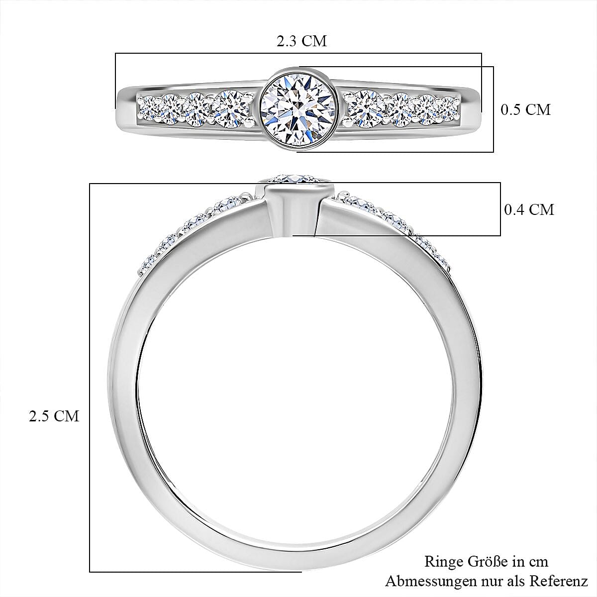 Luxuriant Lab Grown Diamond 0.49 ctw Ring in Platinum Over Sterling Silver (Size 11.5)