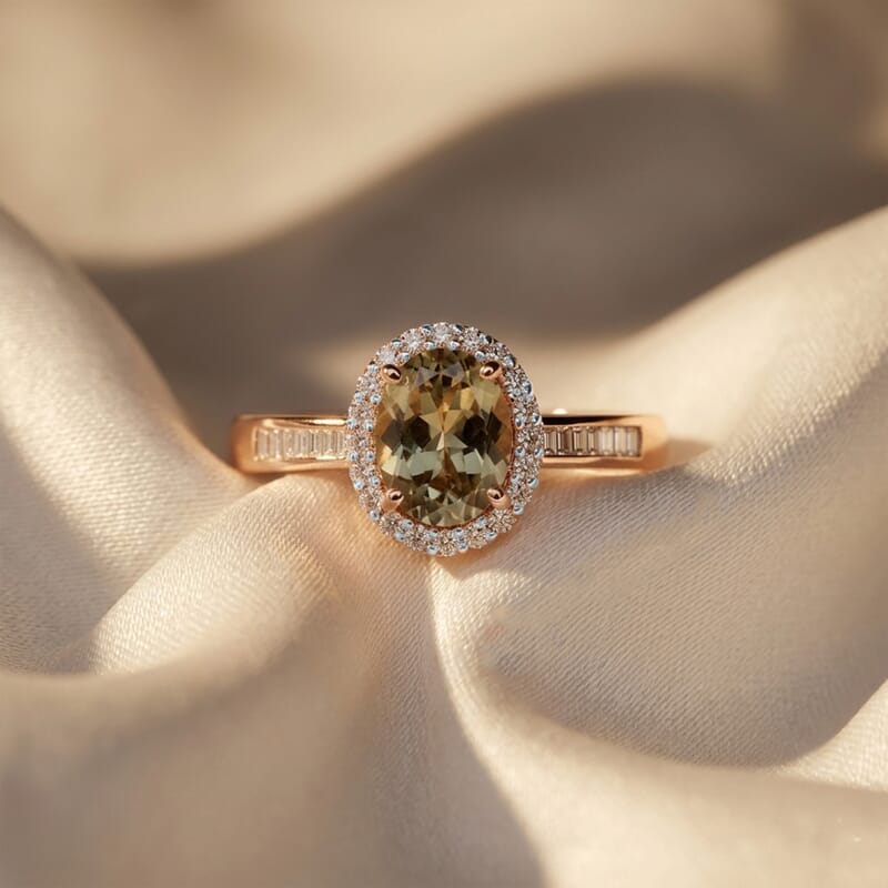 Turkizite and White Diamond 1.60 ctw Ring in 18K Vermeil Rose Gold Over Sterling Silver (Size 10.0)