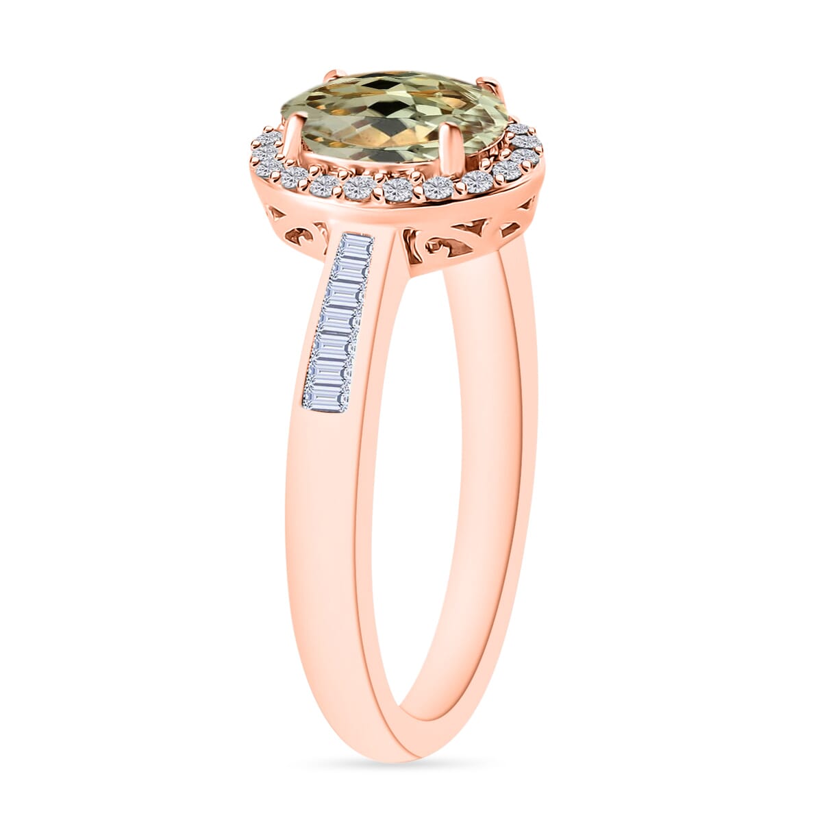 Turkizite and White Diamond 1.60 ctw Ring in 18K Vermeil Rose Gold Over Sterling Silver (Size 10.0) image number 2