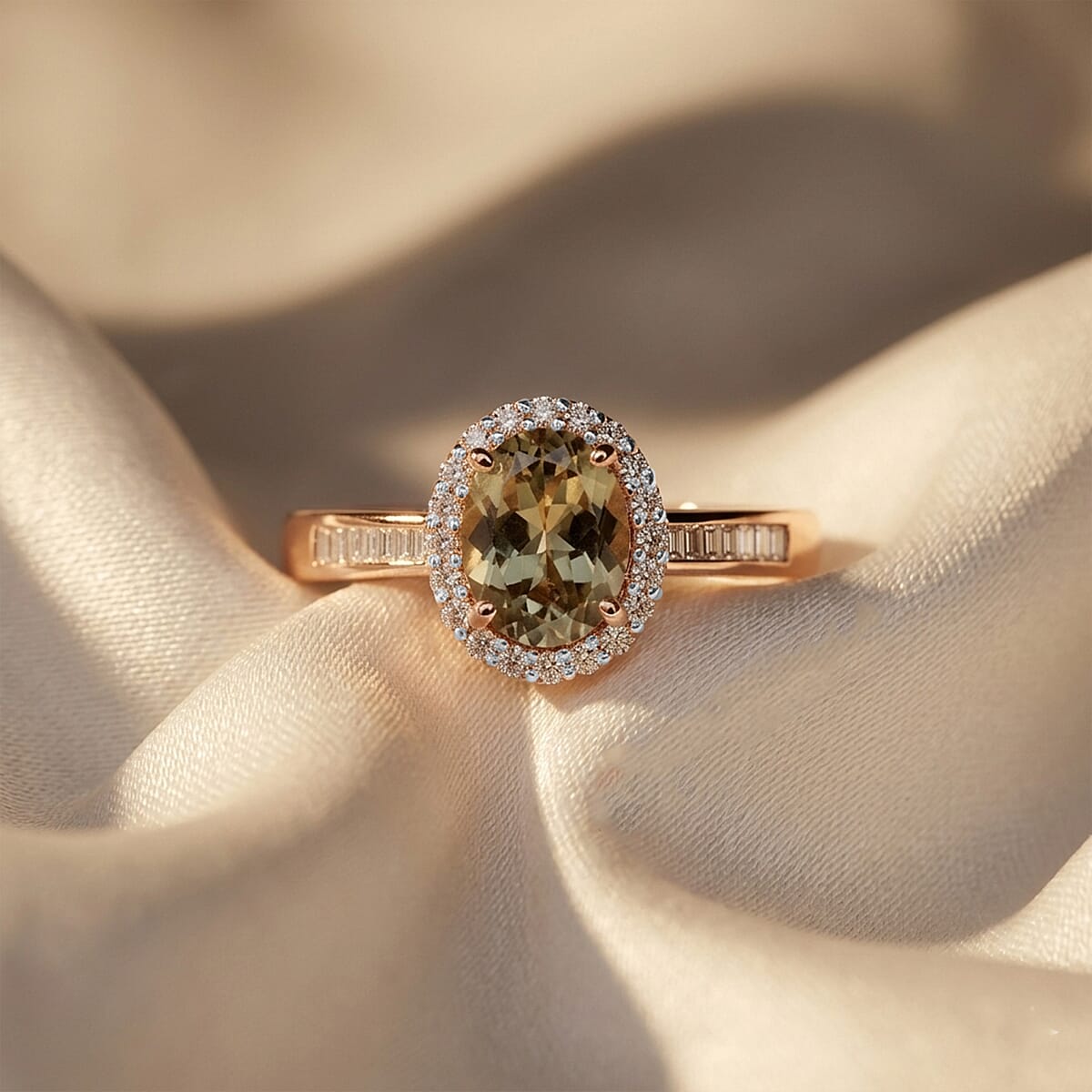 Buy Turkizite and White Diamond 1.60 ctw Ring in 18K Vermeil Rose Gold ...