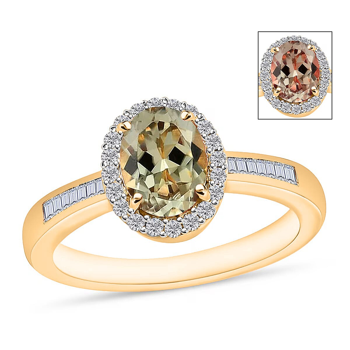 Buy Turkizite and White Diamond 1.60 ctw Ring in 18K Vermeil Yellow ...