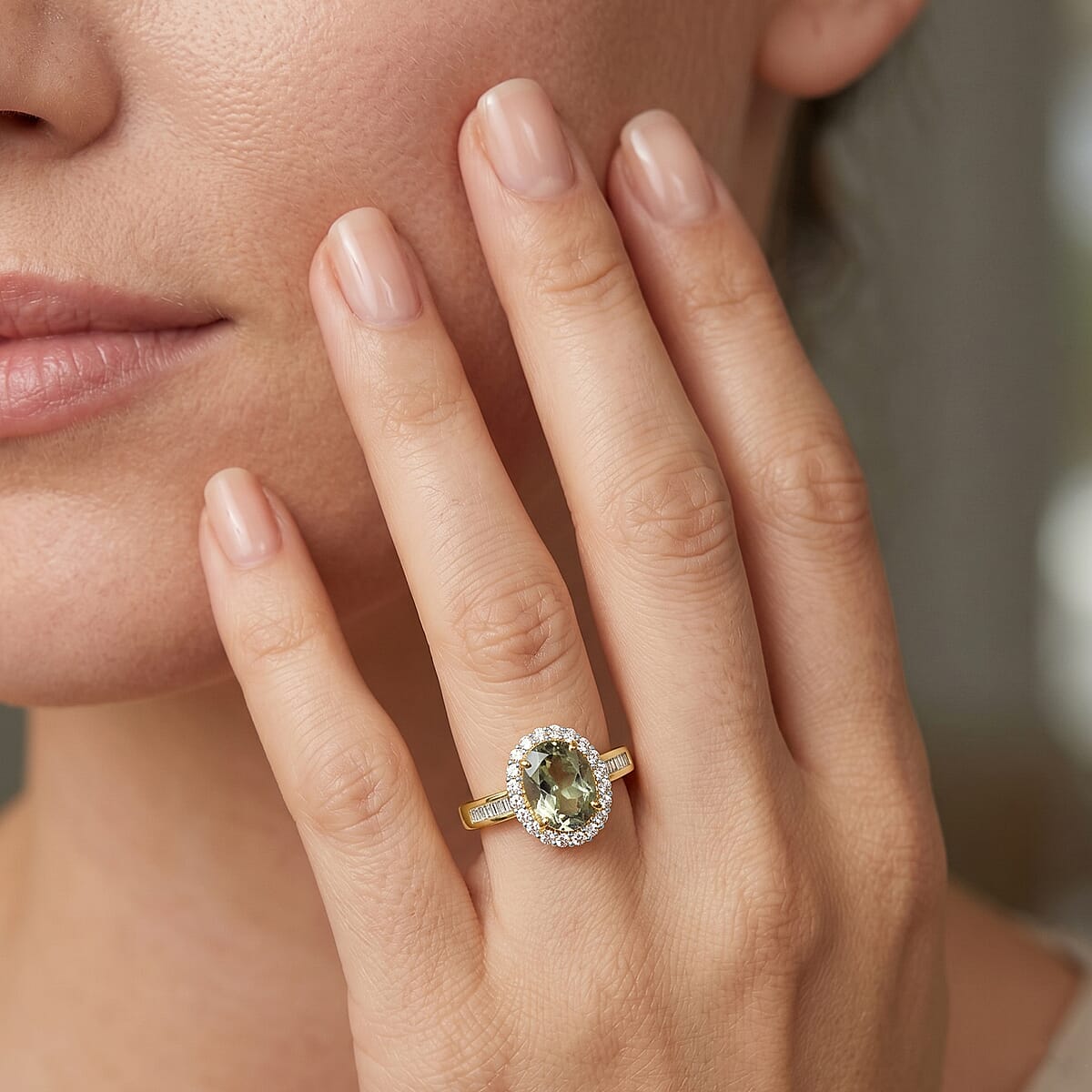 Buy Turkizite and White Diamond 1.60 ctw Ring in 18K Vermeil Yellow ...