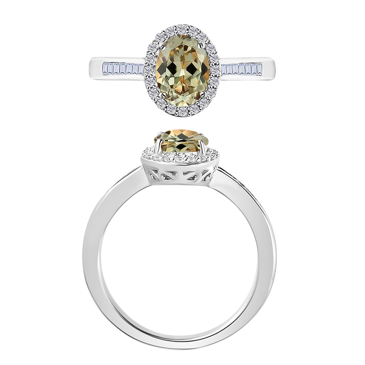 Buy Turkizite and Diamond 1.60 ctw Ring in Rhodium Over Sterling Silver ...