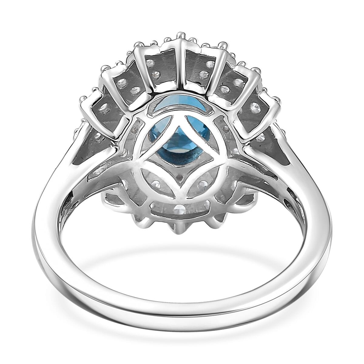 D'Joy Premium London Blue Topaz and White Zircon 2.40 ctw Ocean Star Ring in Rhodium Over Sterling Silver (Size 8.0) image number 4