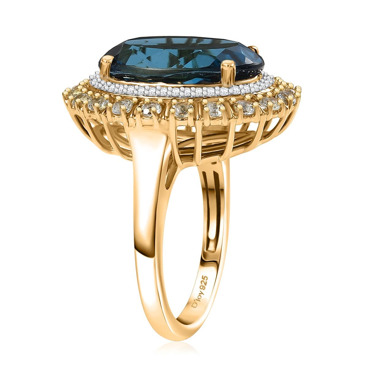 D'Joy Premium London Blue Topaz and Multi Gemstone 13.65 ctw Midnight Sun Ring in 18K Vermeil Yellow Gold Over Sterling Silver (Size 7.0) image number 3