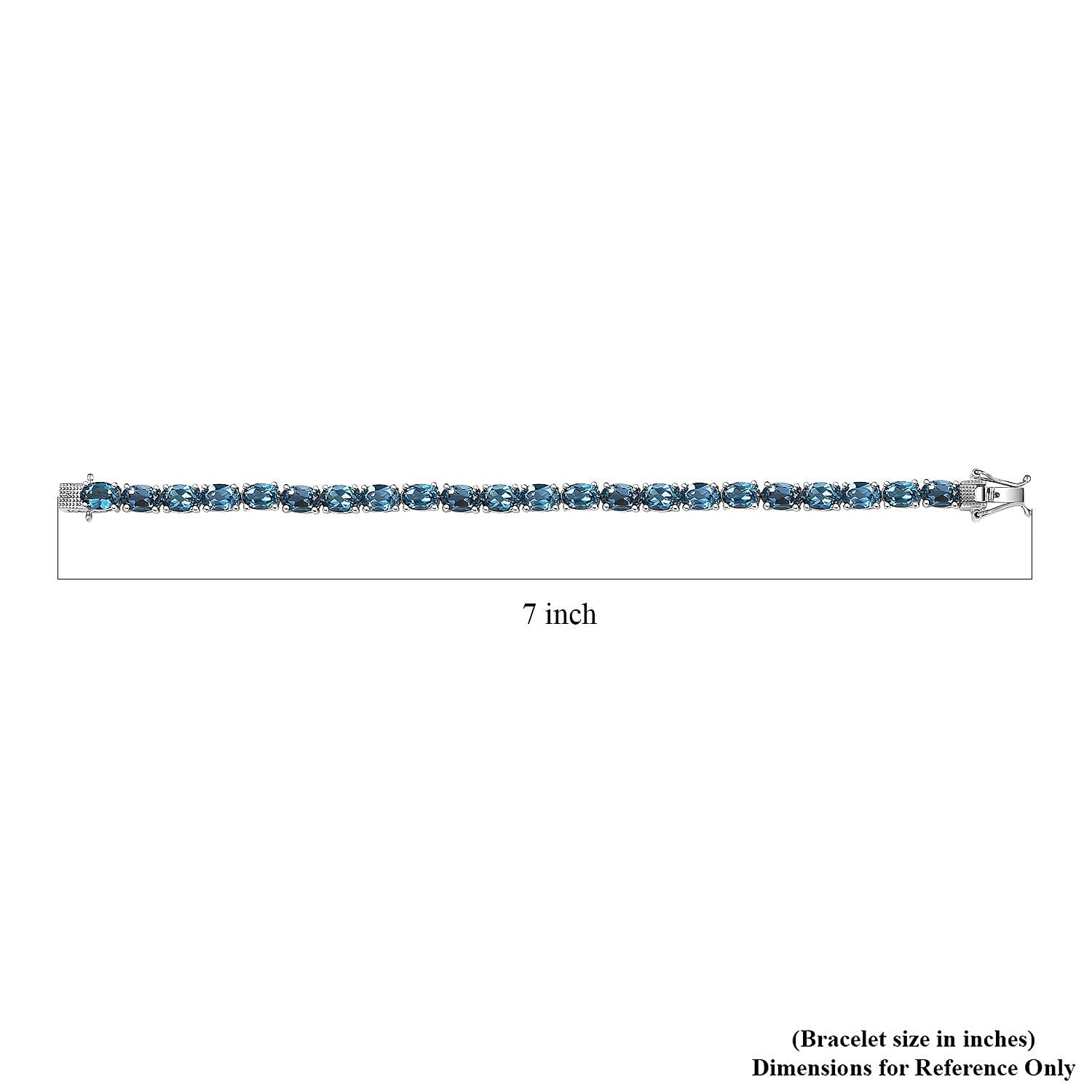 D'Joy Premium London Blue Topaz 25.10 ctw Ocean Symphony Bracelet in Rhodium Over Sterling Silver (6.50 In)