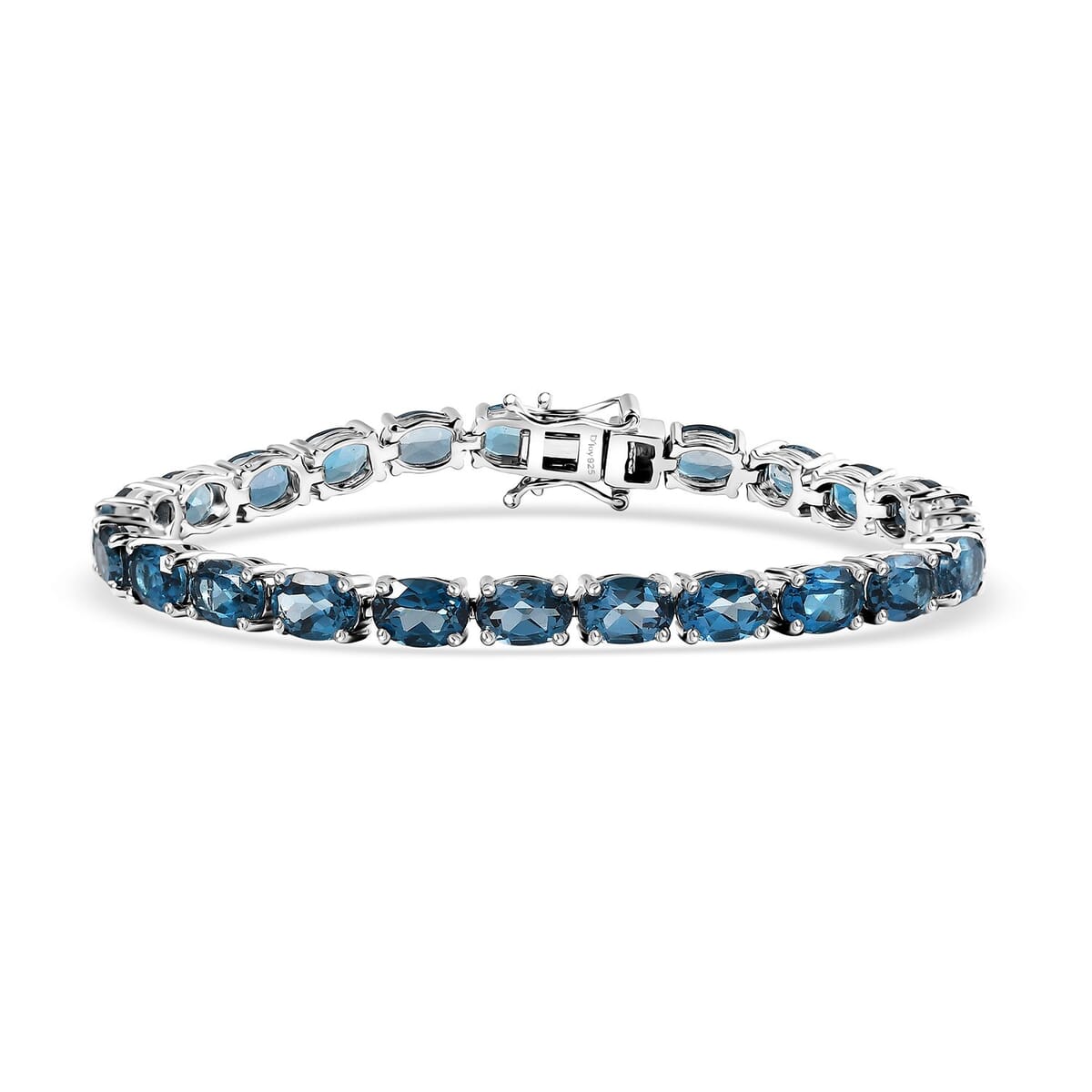 D'Joy Premium London Blue Topaz 27.60 ctw Ocean Symphony Bracelet in Rhodium Over Sterling Silver (7.25 In) image number 0