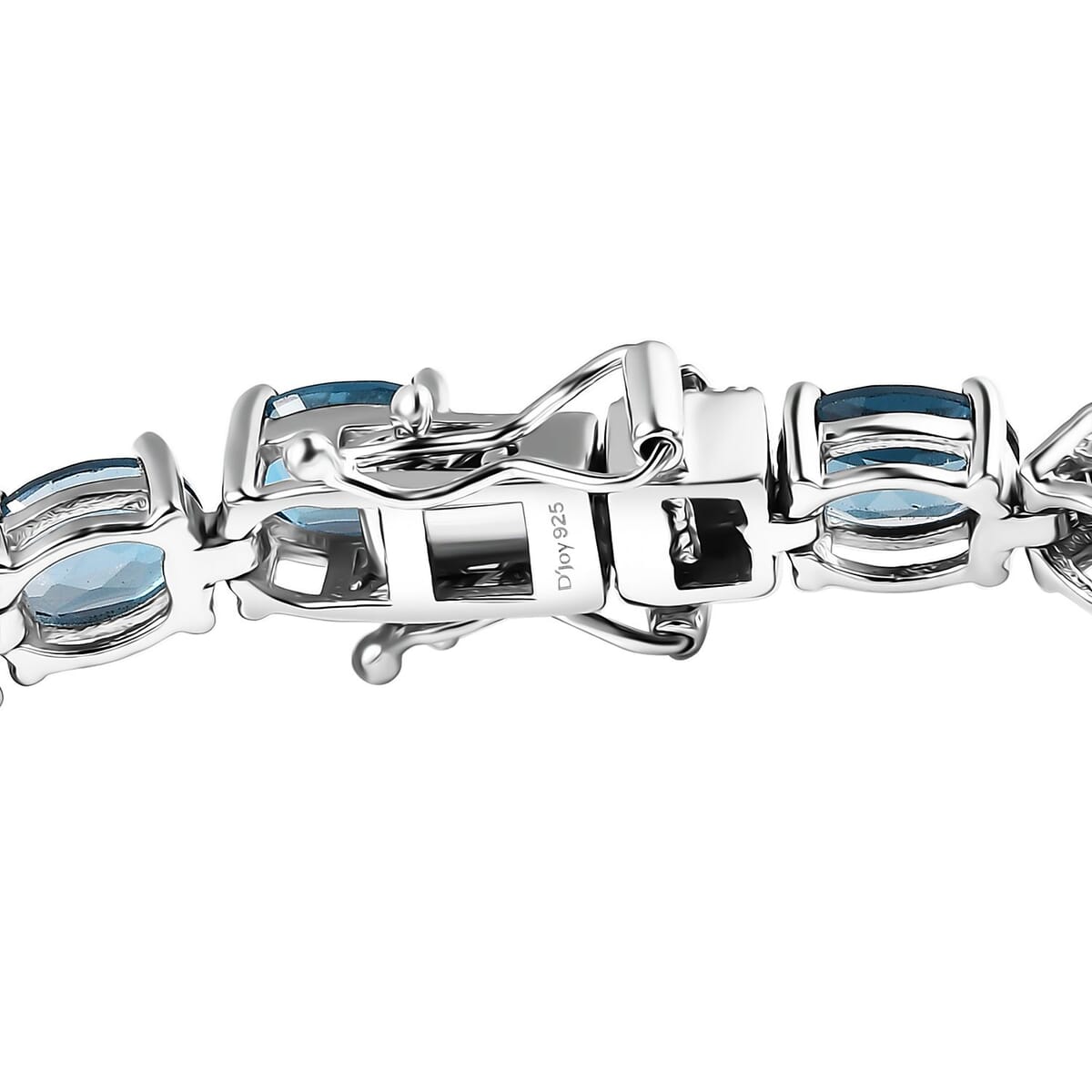D'Joy Premium London Blue Topaz 27.60 ctw Ocean Symphony Bracelet in Rhodium Over Sterling Silver (7.25 In) image number 3