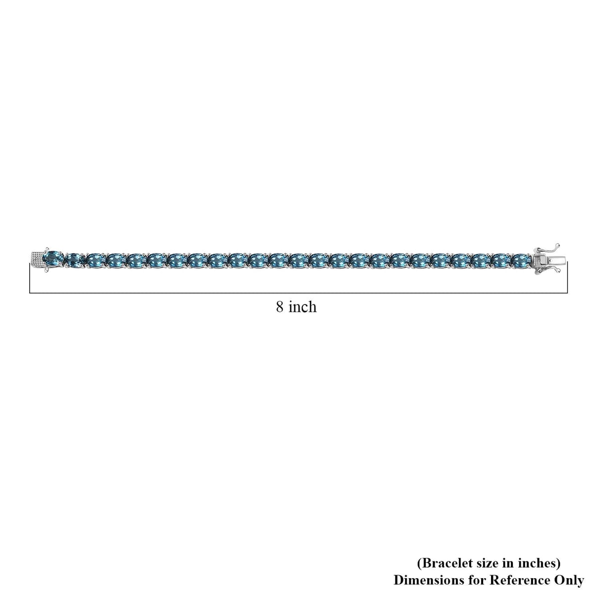 D'Joy Premium London Blue Topaz 27.60 ctw Ocean Symphony Bracelet in Rhodium Over Sterling Silver (7.25 In) image number 4