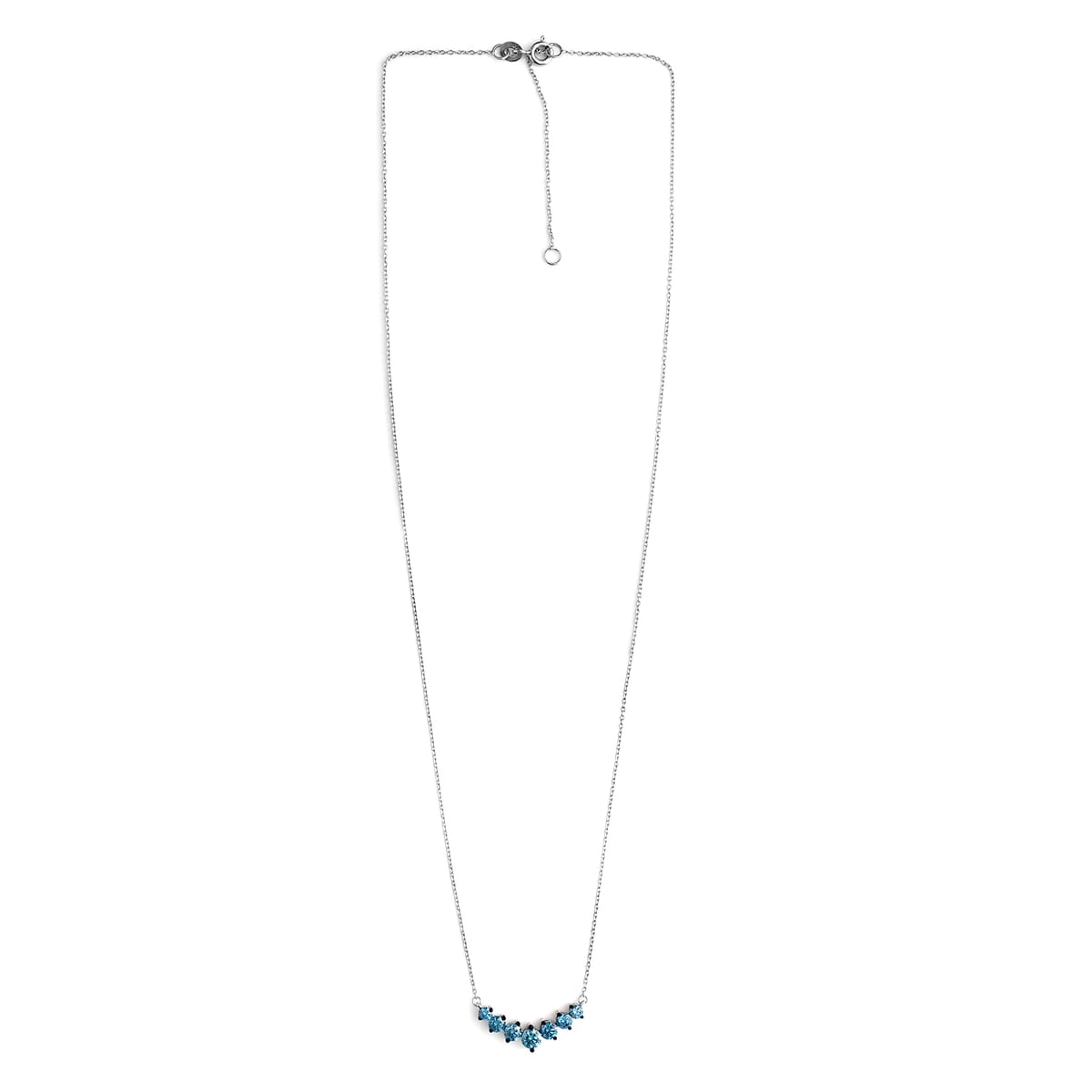Luxuriant Lab Grown Blue Diamond SI 1.00 ctw Midnight Crescent Necklace in Rhodium Over Sterling Silver 20 Inches image number 1