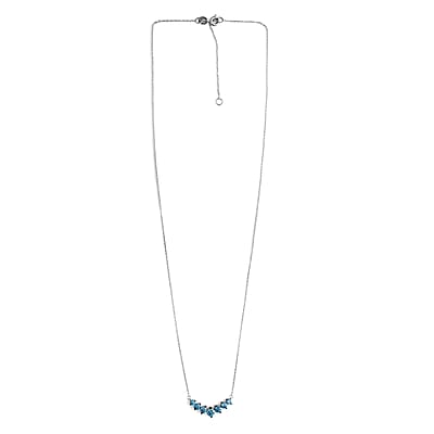 Luxuriant Lab Grown Blue Diamond (IR) SI 1.00 ctw Midnight Crescent Necklace in Rhodium Over Sterling Silver 20 Inches