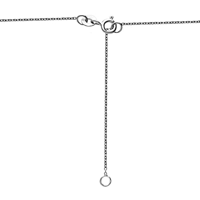 Luxuriant Lab Grown Blue Diamond (IR) SI 1.00 ctw Midnight Crescent Necklace in Rhodium Over Sterling Silver 20 Inches