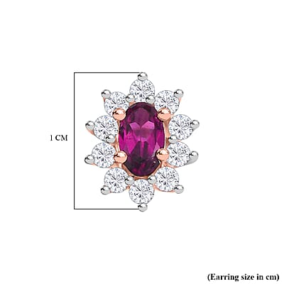 Radiant Ember Garnet and White Zircon 1.00 ctw Earrings in 18K Vermeil RG Over Sterling Silver