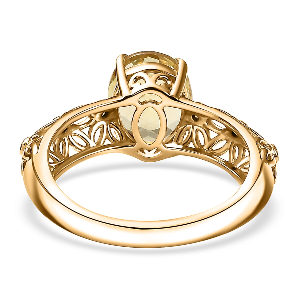 D'Joy Premium Madagascar Yellow Apatite and Diamond 2.75 ctw Floral Lace Ring in 18K Vermeil Yellow Gold Over Sterling Silver (Size 6.0) image number 4
