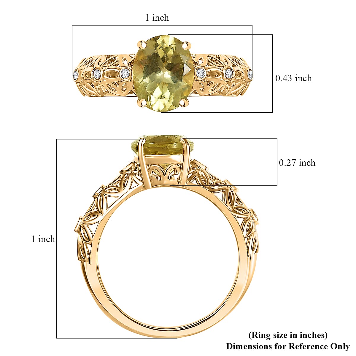 D'Joy Premium Madagascar Yellow Apatite and Diamond 2.75 ctw Floral Lace Ring in 18K Vermeil Yellow Gold Over Sterling Silver (Size 6.0) image number 5