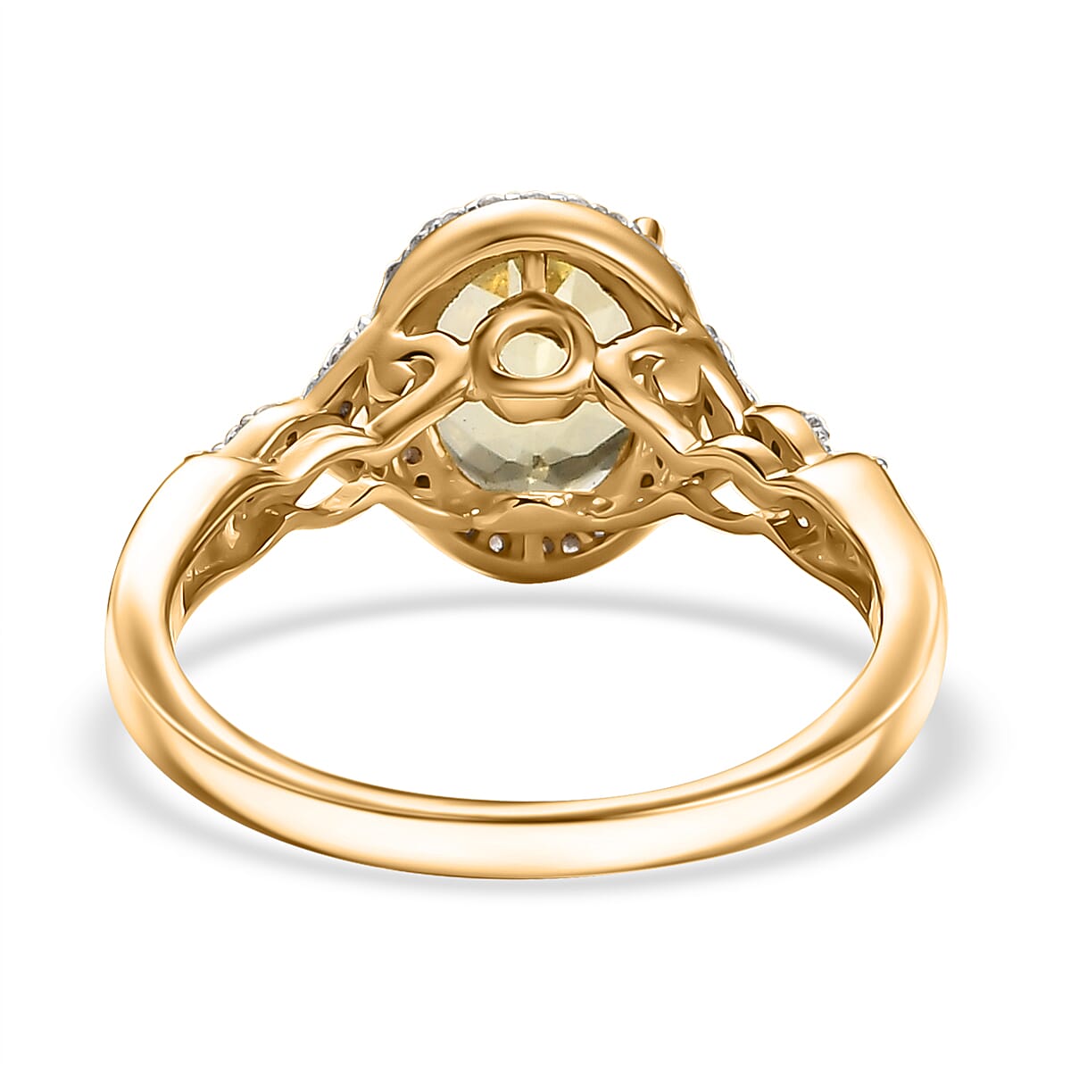 D'Joy Premium Madagascar Yellow Apatite and White Zircon 2.30 ctw Halo Ring in 18K Vermeil Yellow Gold Over Sterling Silver (Size 10.0)