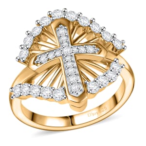 D'Joy Moissanite 0.75 ctw Ring in 18K Vermeil Yellow Gold Over Sterling Silver (Size 10.0) 