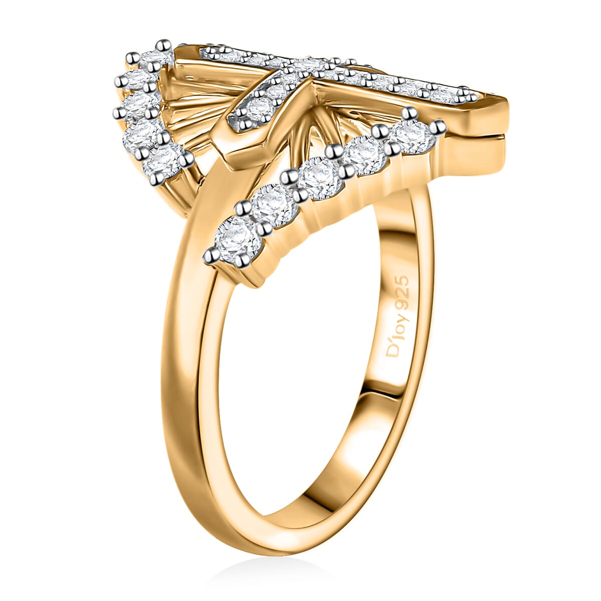 D'Joy Moissanite 0.75 ctw Ring in 18K Vermeil Yellow Gold Over Sterling Silver (Size 10.0)  image number 3