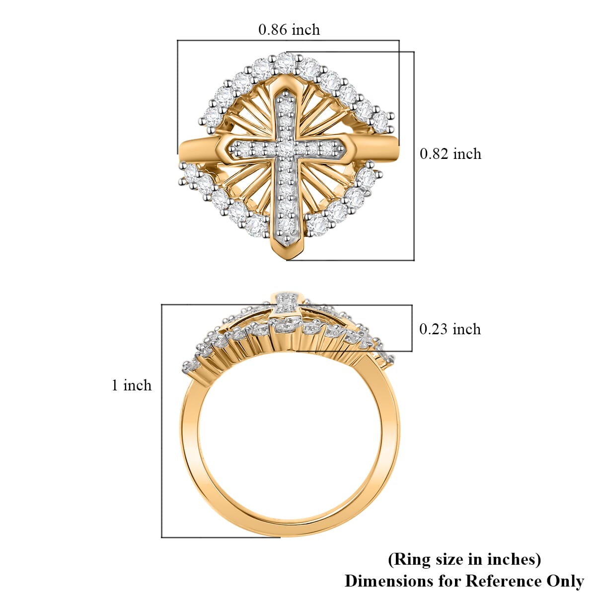 D'Joy Moissanite 0.75 ctw Ring in 18K Vermeil Yellow Gold Over Sterling Silver (Size 10.0)  image number 5