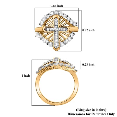 D'Joy Moissanite 0.75 ctw Ring in 18K Vermeil Yellow Gold Over Sterling Silver (Size 10.0) 