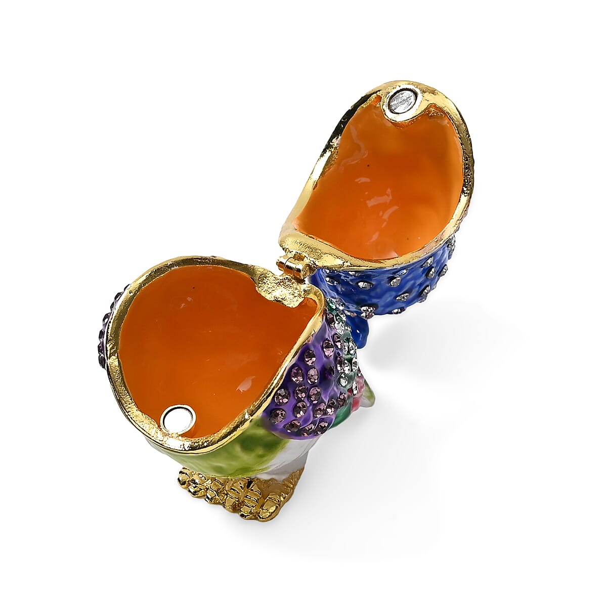 Livmore Multi Color Austrian Crystal, Enameled Owl Trinket Box image number 3