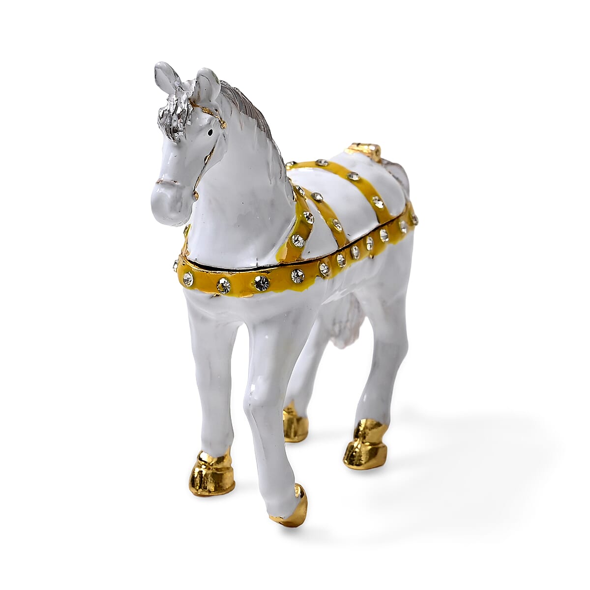 Multi Color Austrian Crystal, Enameled Horse Trinket Box image number 0