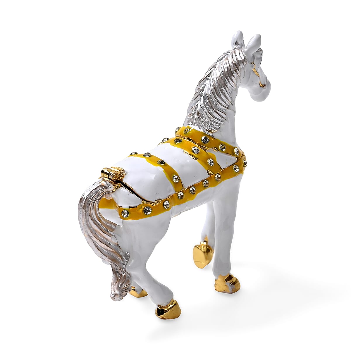 Multi Color Austrian Crystal, Enameled Horse Trinket Box image number 2