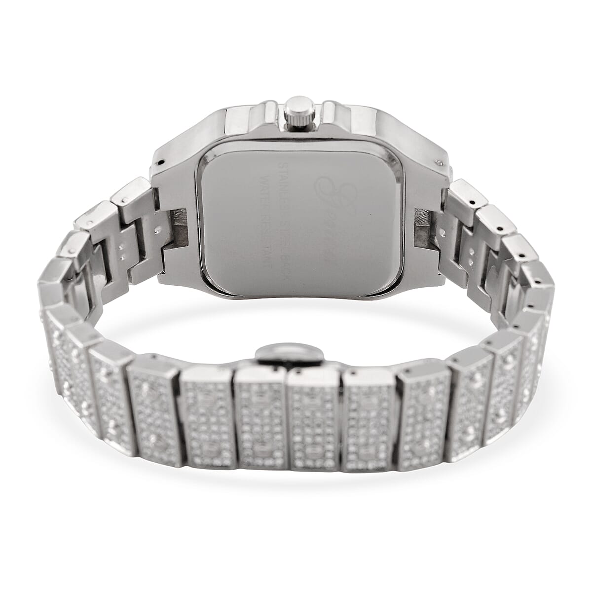 Genoa Austrian Crystal Japanese Movement Watch in Silvertone with Stainless Steel Butterfly Buckle image number 5