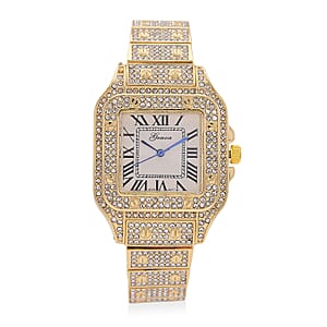 Genoa Austrian Crystal Japanese Movement Watch in Goldtone with Stainless Steel Butterfly Buckle