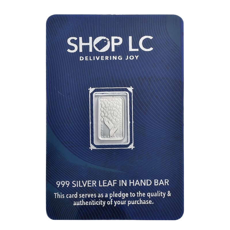 999.9 Fine Silver Leaf in Hand Bar 1 Grams
