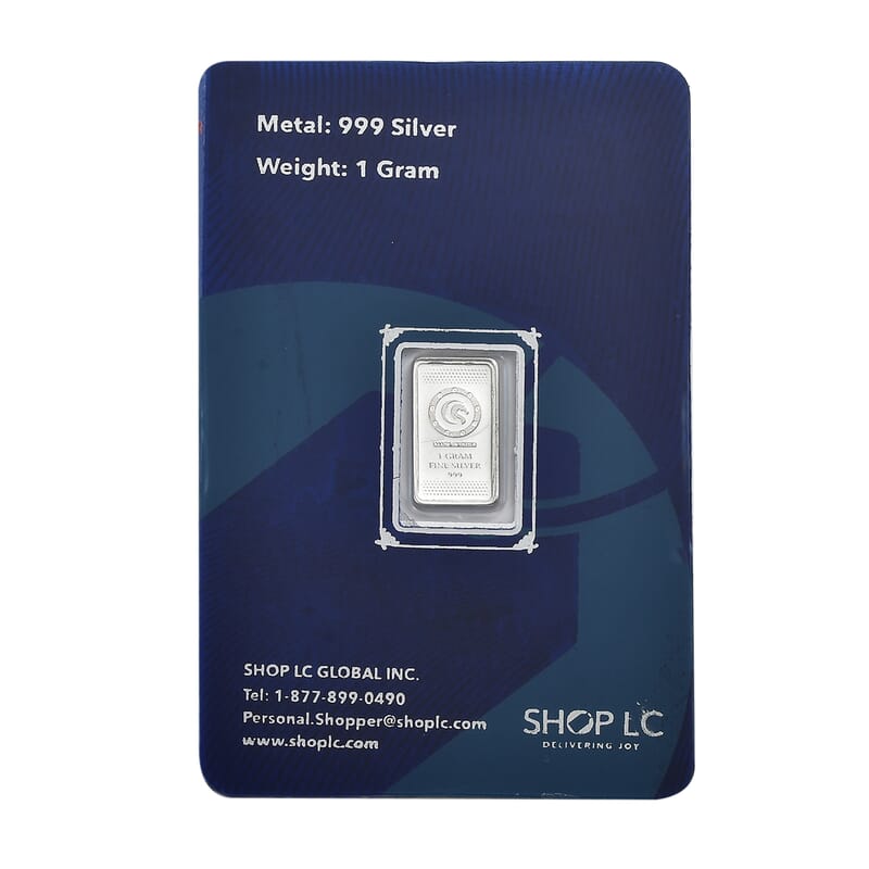 999.9 Fine Silver Leaf in Hand Bar 1 Grams