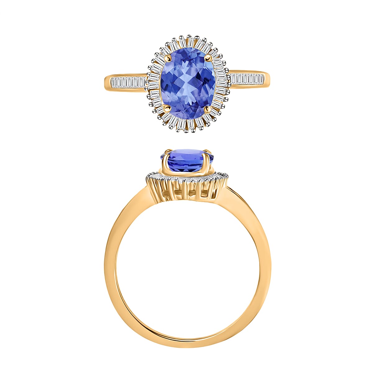 Luxoro AA Tanzanite and G-H I2 Diamond 1.60 ctw Ring in 14K Yellow Gold (Size 10.0) (Del. in 10-12 Days) image number 3