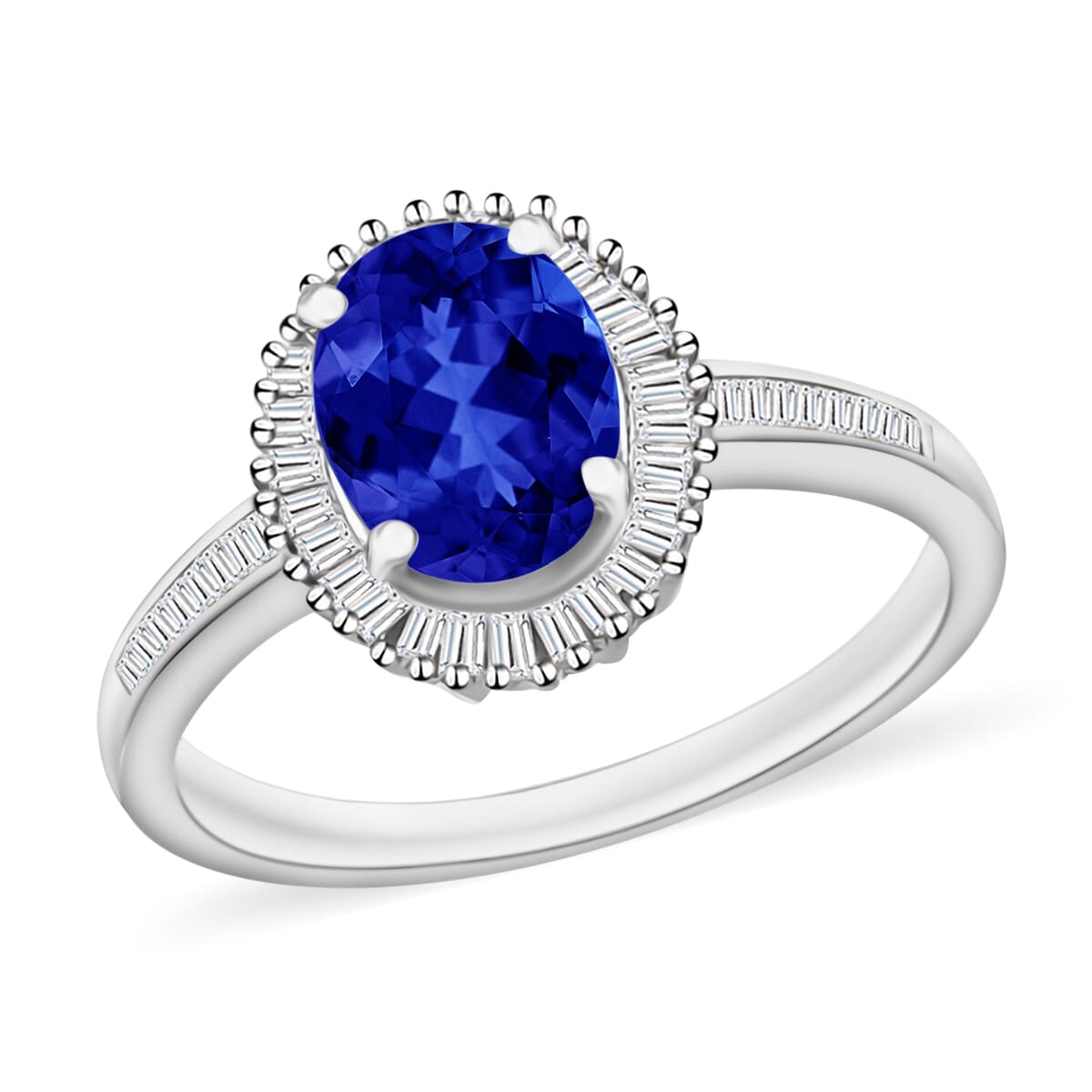Rhapsody AAAA Tanzanite and E-F VS2 Diamond 1.60 ctw Ring in 950 Platinum (Size 10.0) image number 0