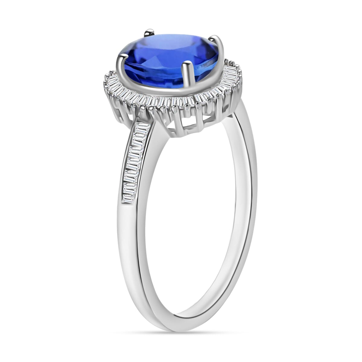 Rhapsody AAAA Tanzanite and E-F VS2 Diamond 1.60 ctw Ring in 950 Platinum (Size 10.0) image number 2