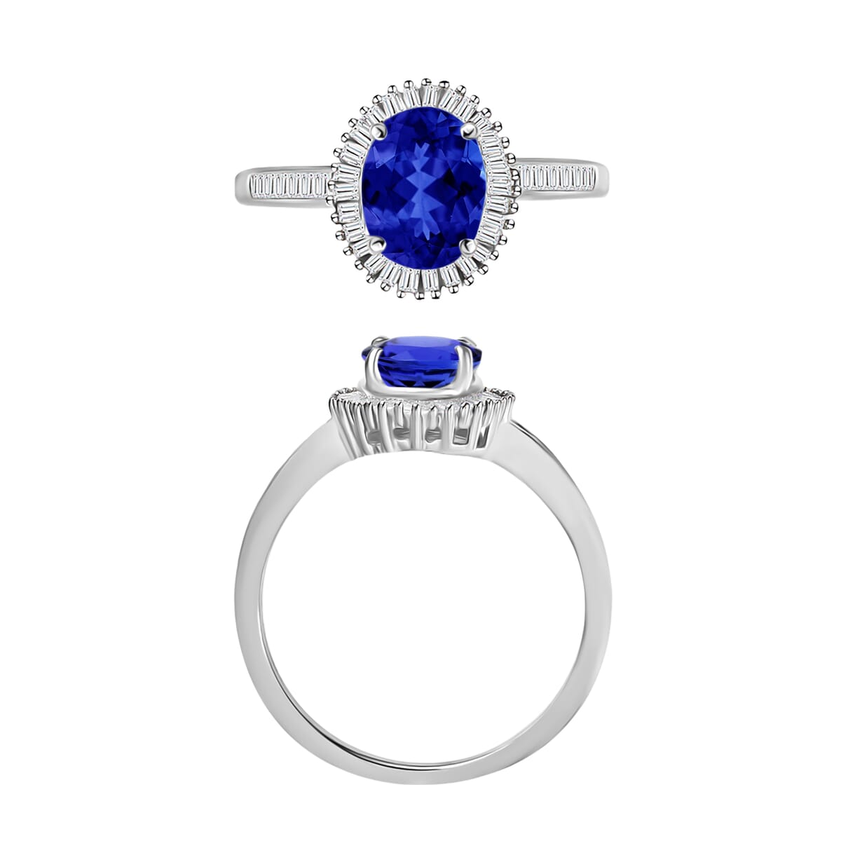 Rhapsody AAAA Tanzanite and E-F VS2 Diamond 1.60 ctw Ring in 950 Platinum (Size 10.0) image number 3