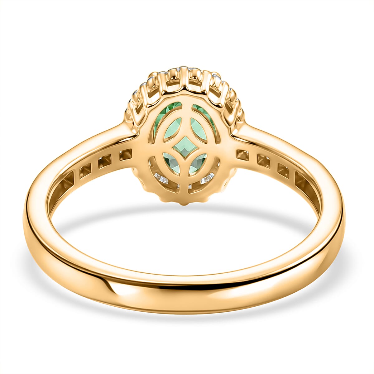 Kagem Zambian Emerald and White Diamond 1.50 ctw Ring in 18K Vermeil Yellow Gold Over Sterling Silver (Size 6.5) (Del. in 10-12 Days) image number 4