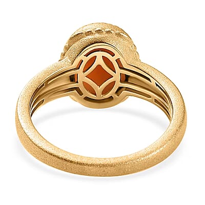 D'Joy Natural Italian Conch Cameo 1.40 ctw Golden Whispers Ring in 18K Vermeil Yellow Gold Over Sterling Silver (Size 10.0)