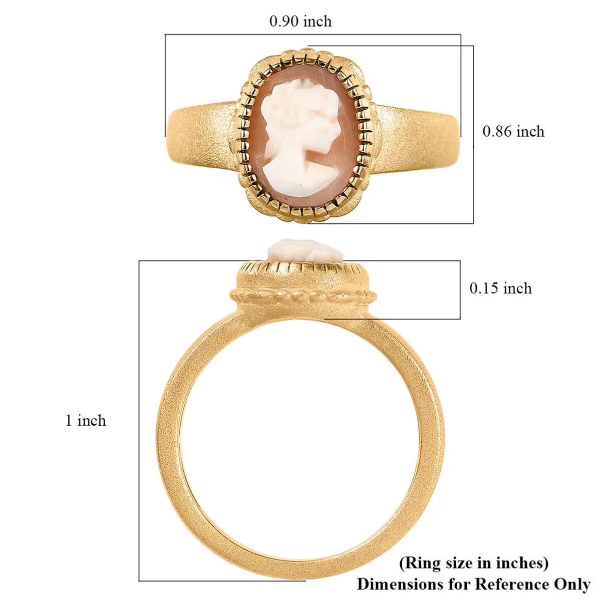 D'Joy Natural Italian Conch Cameo 1.40 ctw Golden Whispers Ring in 18K Vermeil Yellow Gold Over Sterling Silver (Size 8.0) image number 5
