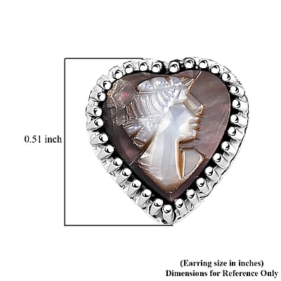 D'Joy Natural Italian Conch Cameo 2.10 ctw Victorian Romance Earrings in Rhodium Over Sterling Silver