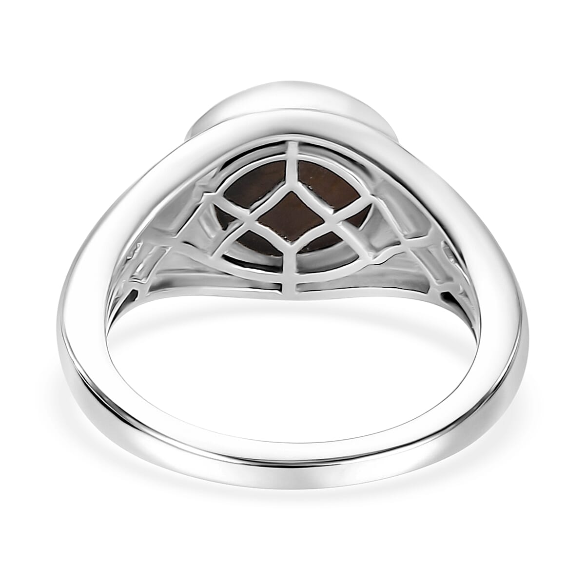 D'Joy Natural Italian Conch Cameo 1.80 ctw Mens Ring in Rhodium Over Sterling Silver (Size 10.0)