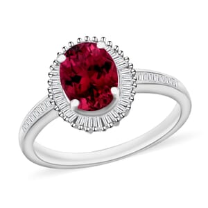 Rhapsody AAAA Ouro Fino Rubellite and E-F VS2 Diamond 1.50 ctw Ring in 950 Platinum (Size 10.0)