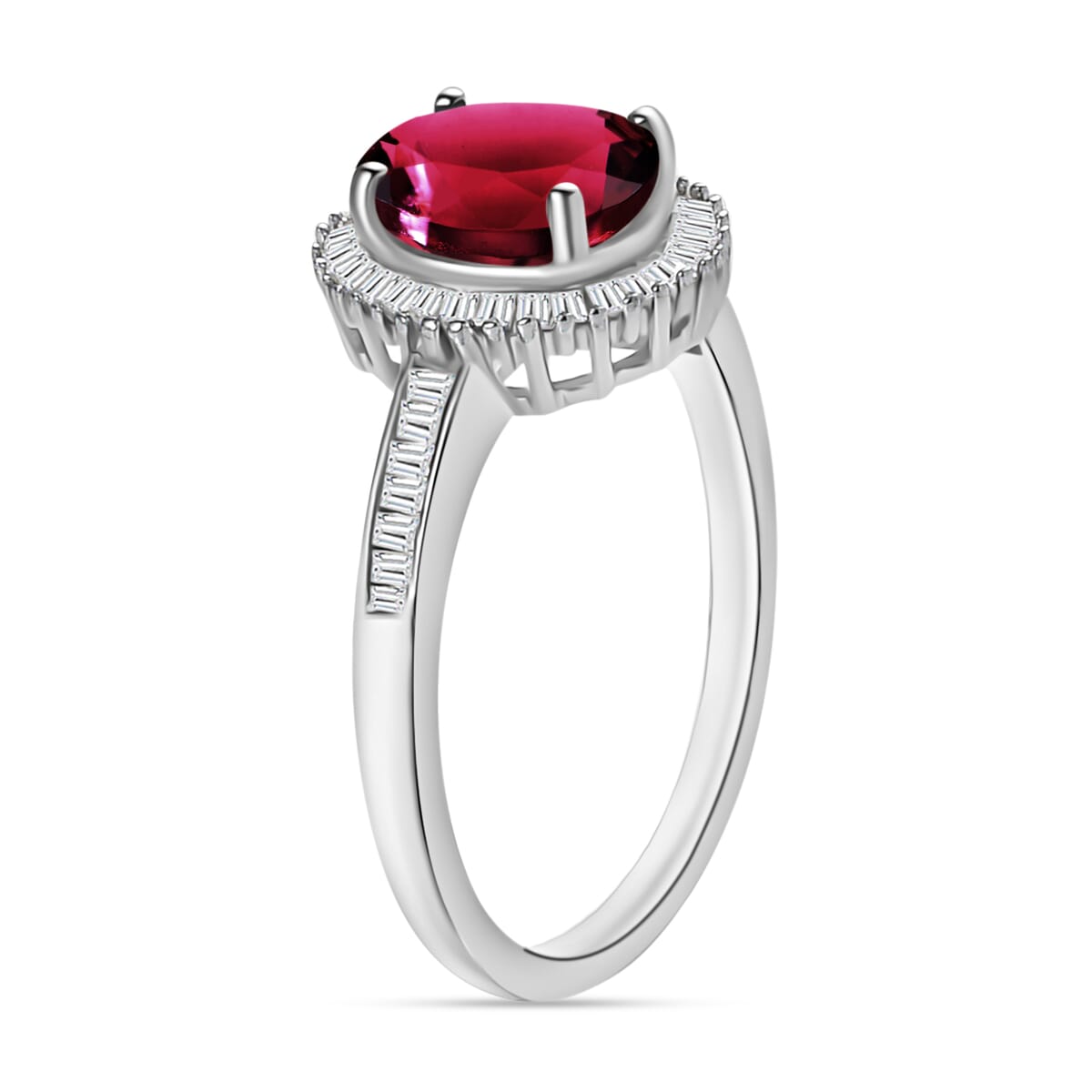 Rhapsody AAAA Ouro Fino Rubellite and E-F VS2 Diamond 1.50 ctw Ring in 950 Platinum (Size 10.0) image number 2
