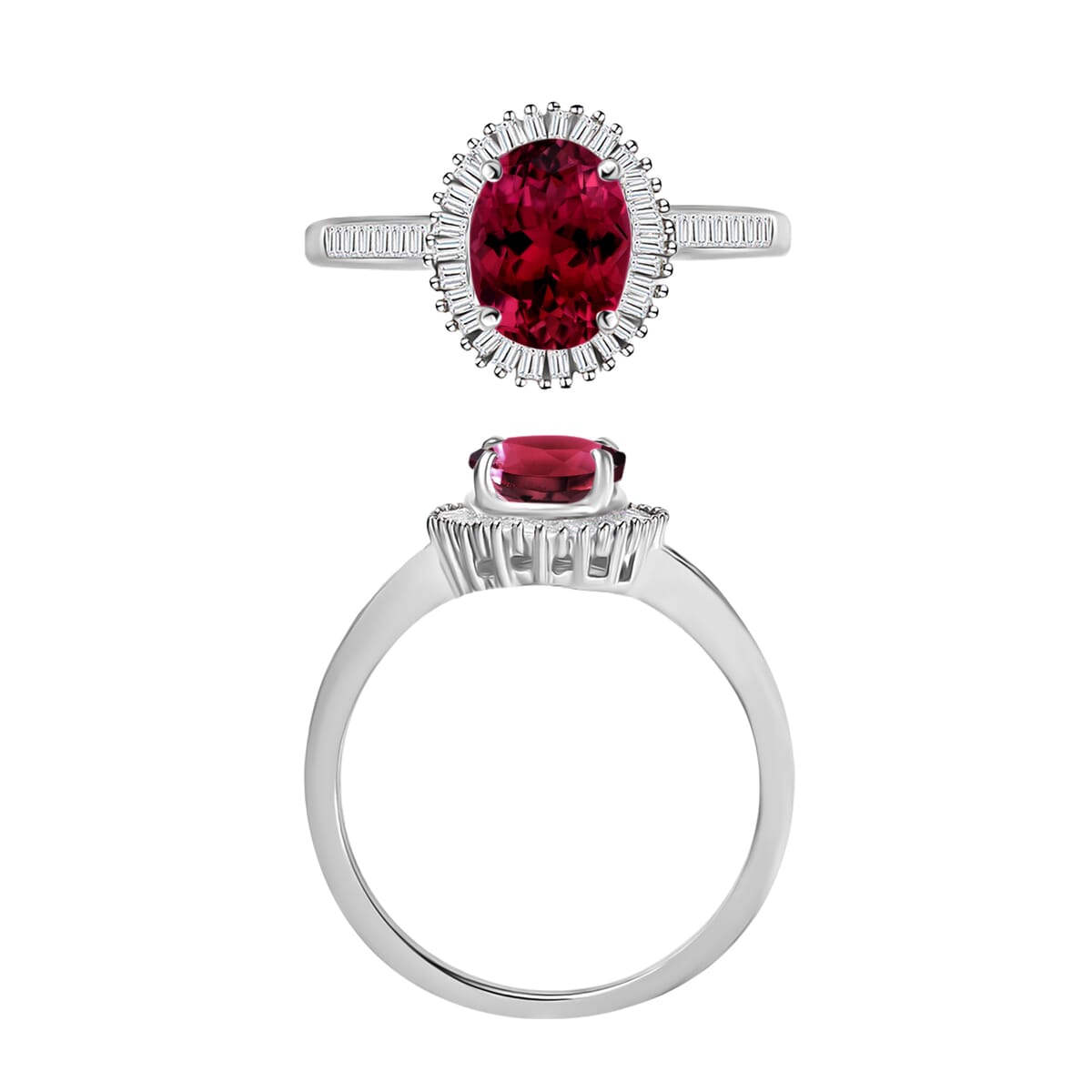 Rhapsody AAAA Ouro Fino Rubellite and E-F VS2 Diamond 1.50 ctw Ring in 950 Platinum (Size 10.0) image number 3