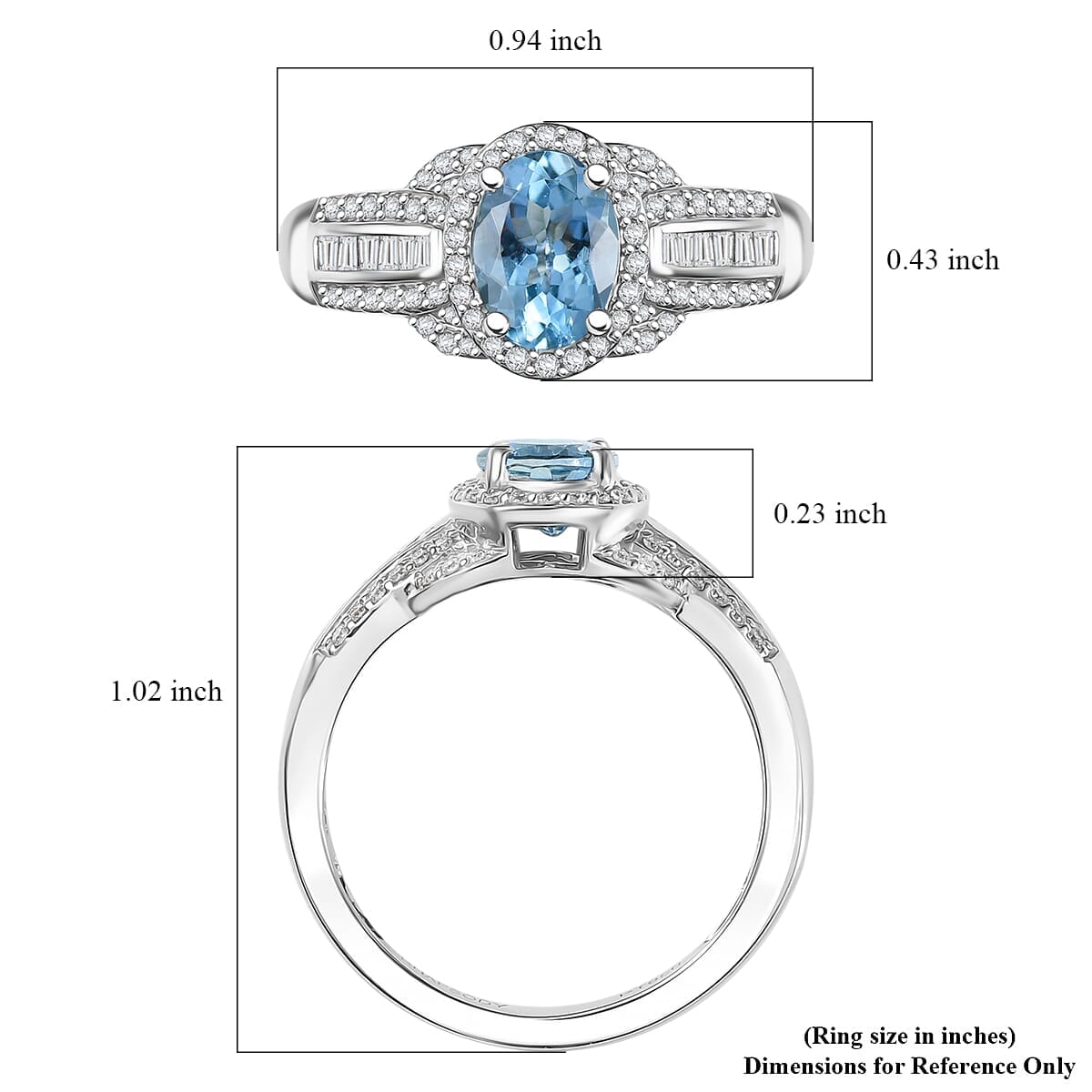 Rhapsody AAAA Santa Maria Aquamarine and E-F VS2 Diamond 1.50 ctw Aquatic Majesty Ring in 950 Platinum (Size 6.0) image number 5