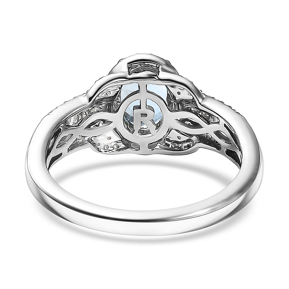 Rhapsody AAAA Santa Maria Aquamarine and E-F VS2 Diamond 1.50 ctw Aquatic Majesty Ring in 950 Platinum (Size 7.0) image number 4