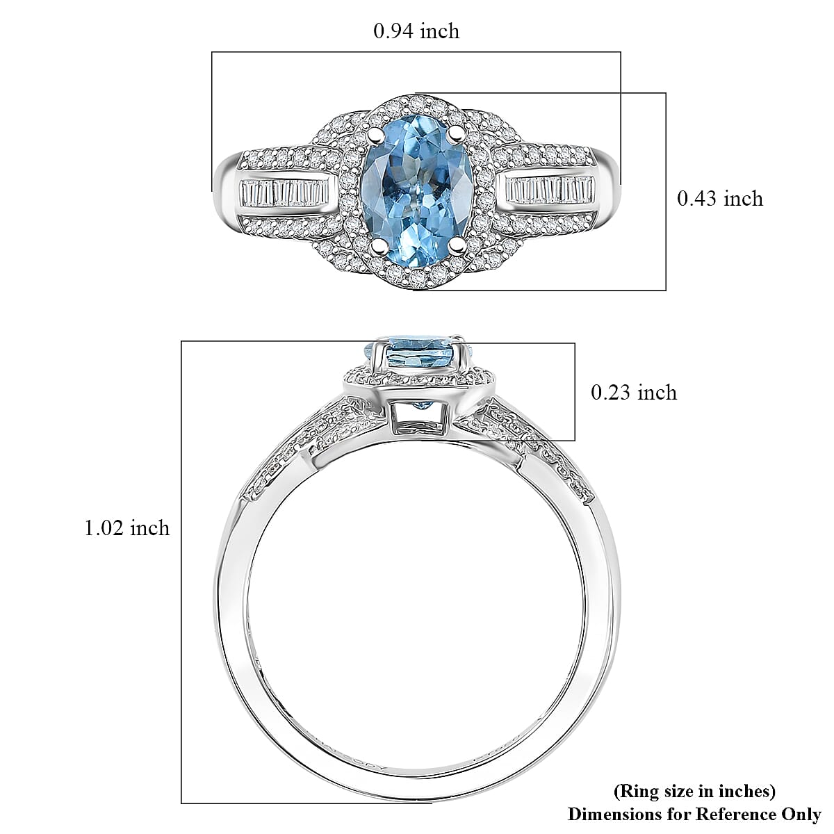 Rhapsody AAAA Santa Maria Aquamarine and E-F VS2 Diamond 1.50 ctw Aquatic Majesty Ring in 950 Platinum (Size 7.0) image number 5