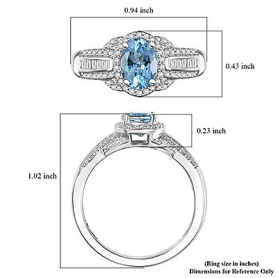 Rhapsody 950 Platinum AAAA Santa Maria Aquamarine, Diamond (E-F, VS2) (0.46 cts) Aquatic Majesty Ring (Size 8.0) 1.50 ctw