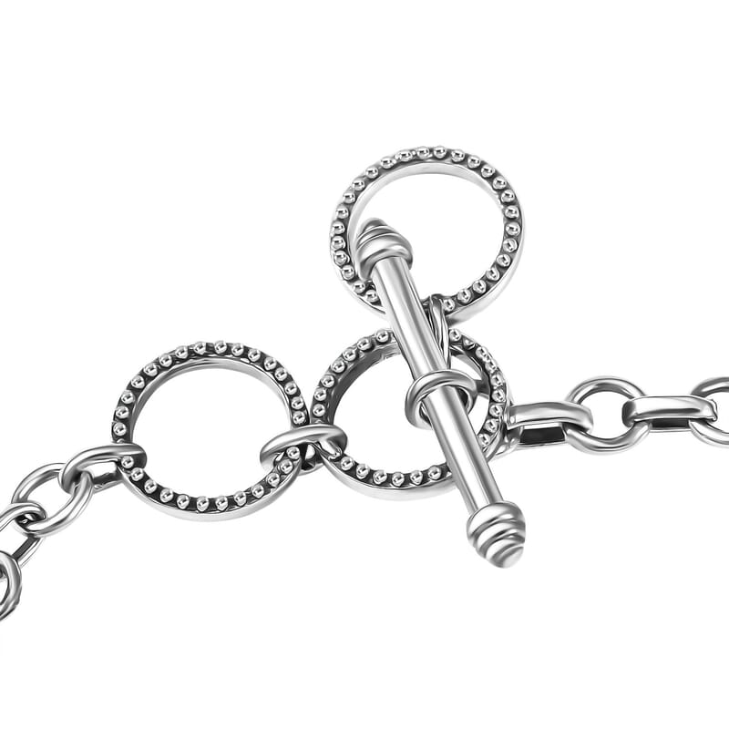 D'Joy Artisan Crafted Natural Italian Conch Cameo 12.40 ctw Vintage Muses Bracelet in Black Oxidized Sterling Silver (6.50-8.0In)